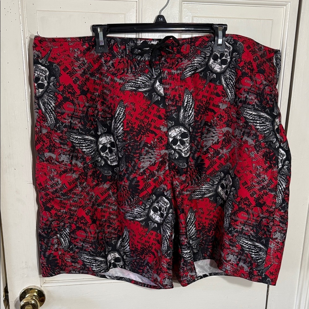 Joe Boxer Red and Black Skull Print swim Shorts size 44